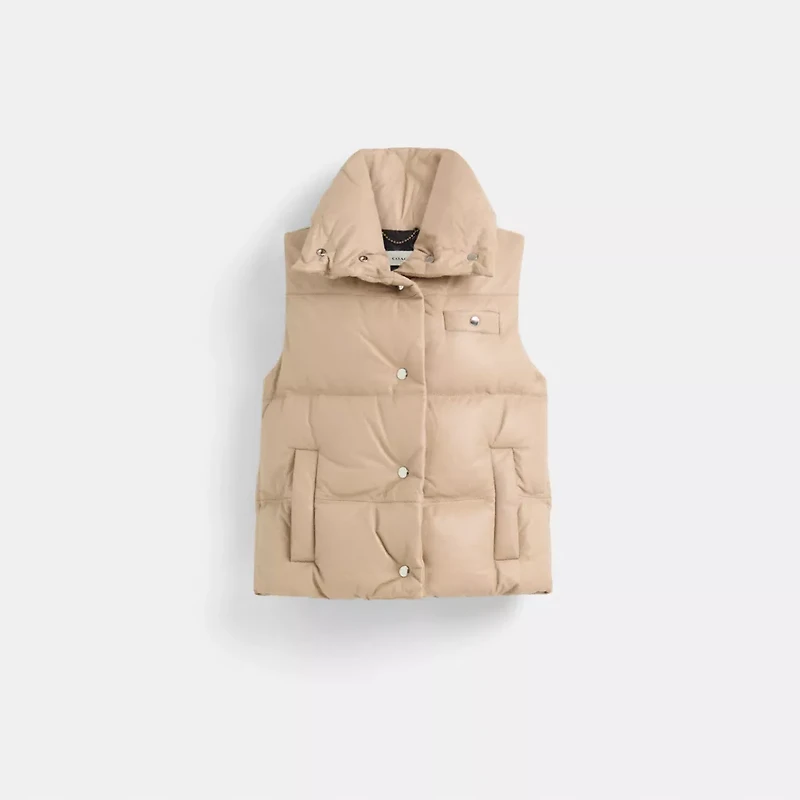 Restored Leather Puffer Vest