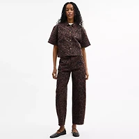 Leopard Print Denim Short Sleeve Top Organic Cotton
