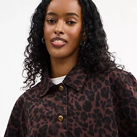 Leopard Print Denim Short Sleeve Top Organic Cotton