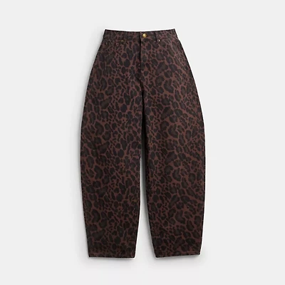 Leopard Print Barrel Jeans Organic Cotton