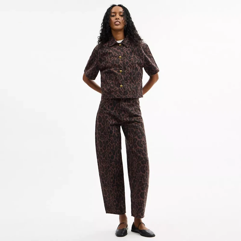 Leopard Print Barrel Jeans Organic Cotton