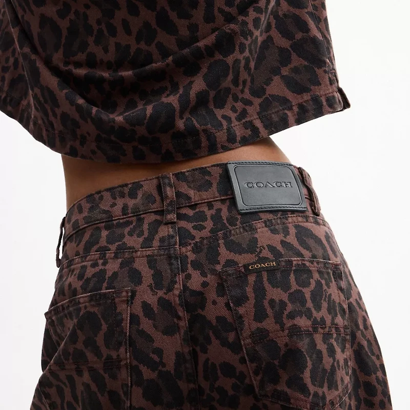 Leopard Print Barrel Jeans Organic Cotton