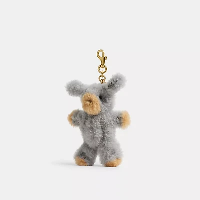 Fuzzy Bag Charm In Shearling