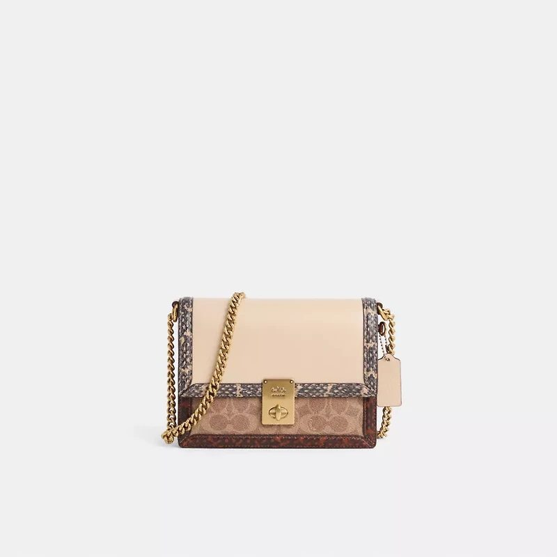 Restored Hutton Shoulder Bag In Signature Canvas With Snakeskin Detail