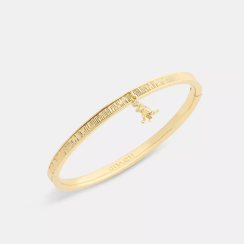 Brushed Rexy Charm Hinged Bangle