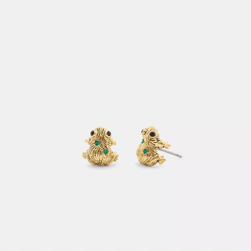 Brushed Frog Stud Earrings