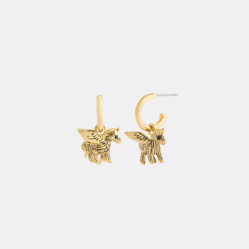 Brushed Pegasus Huggie Earrings