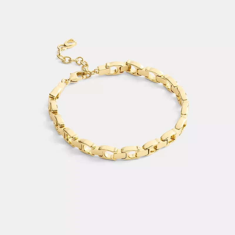 Beveled Signature Link Chain Bracelet