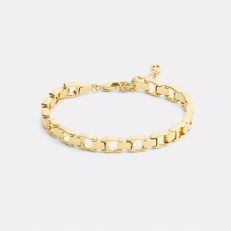 Beveled Signature Link Chain Bracelet