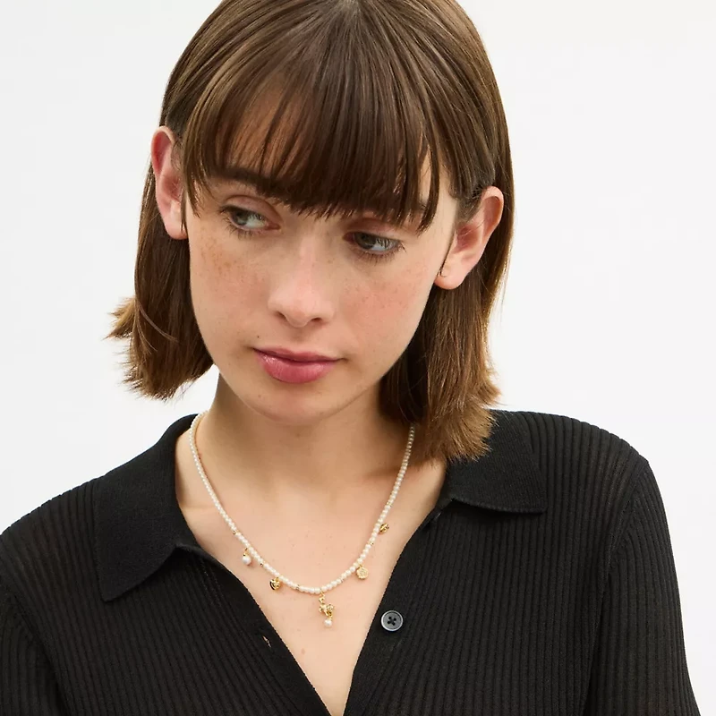 Mini Cat Pearl Charms Necklace