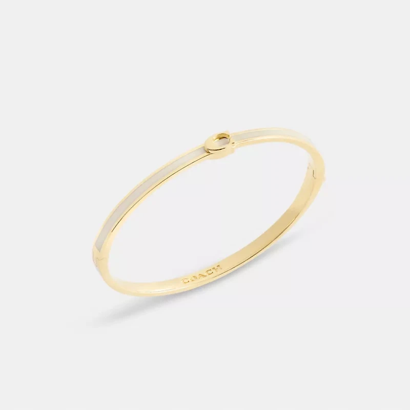 Thin Enamel Signature Hinged Bangle