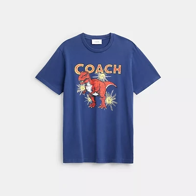 Garment Washed Dinosaur T Shirt Organic Cotton