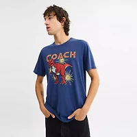 Garment Washed Dinosaur T Shirt Organic Cotton
