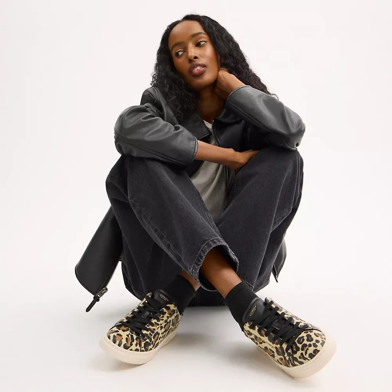 High Line Sneaker With Leopard Print