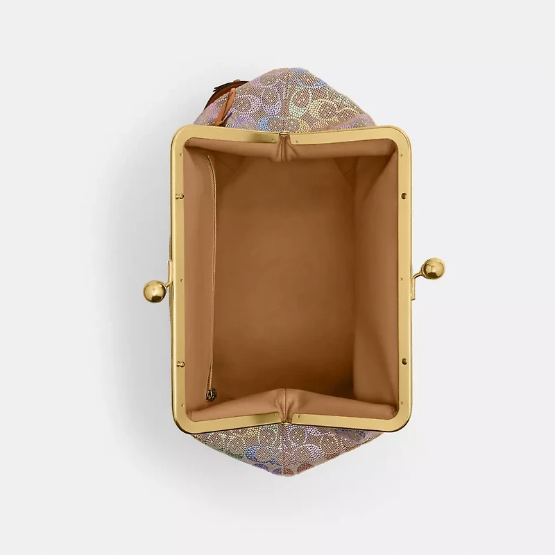 Large Kisslock Frame Bag In Crystal Signature Jacquard