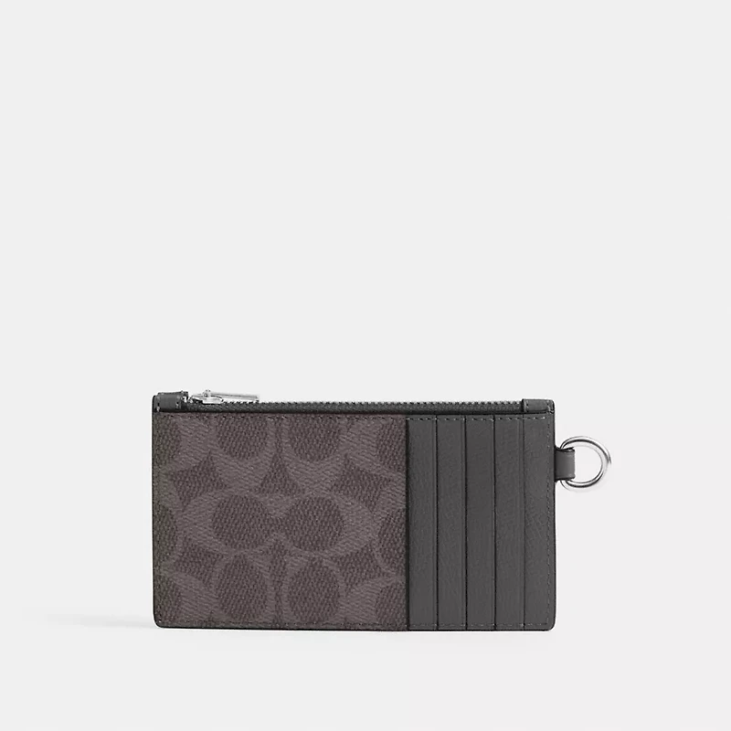Zip Card Case With Chain In Signature Canvas