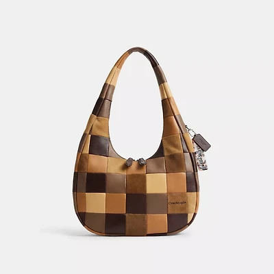 Alter/Ego Crescent Shoulder Bag In Checkerboard Upcrafted Suede