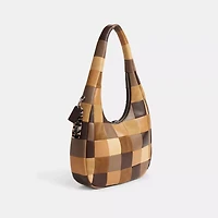 Alter/Ego Crescent Shoulder Bag In Checkerboard Upcrafted Suede