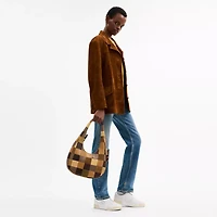 Alter/Ego Crescent Shoulder Bag In Checkerboard Upcrafted Suede