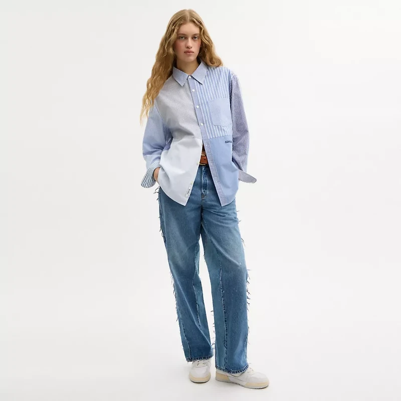 Repurposed Cotton Patchwork Oxford Shirt