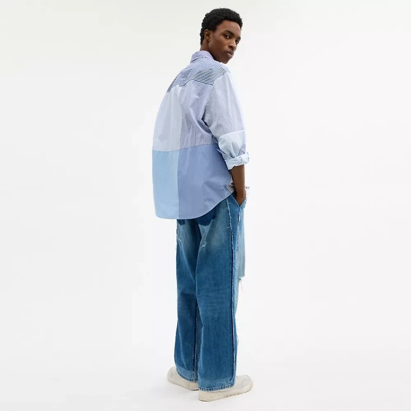 Repurposed Cotton Patchwork Oxford Shirt