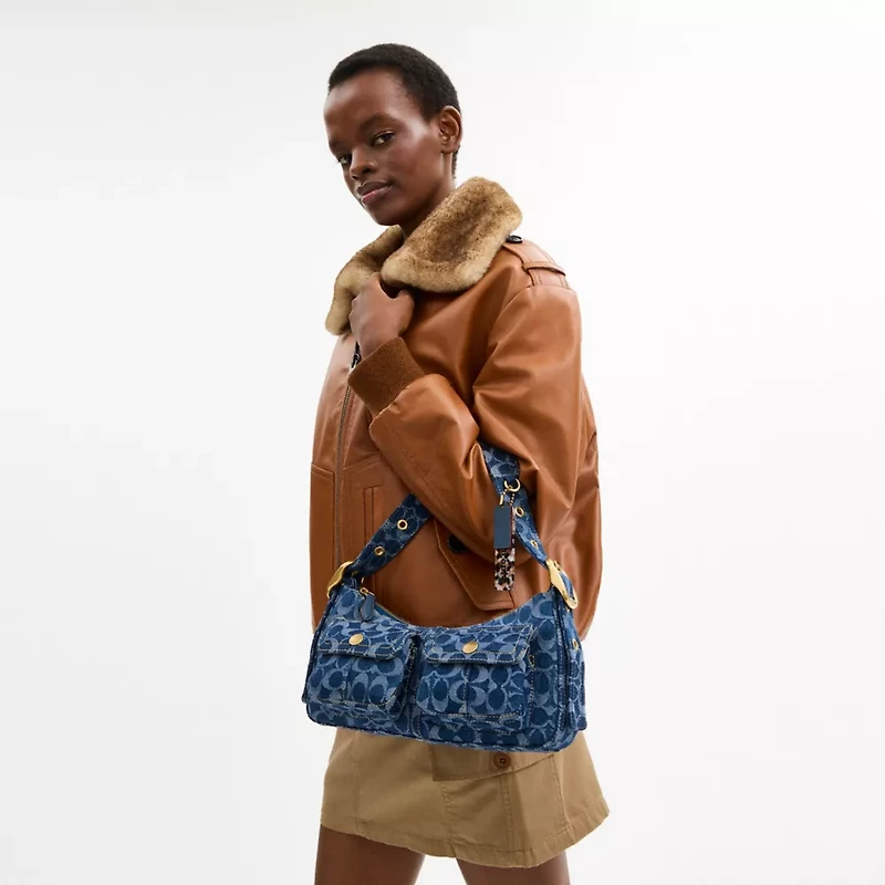 Cargo Shoulder Bag In Upcrafted Signature Denim