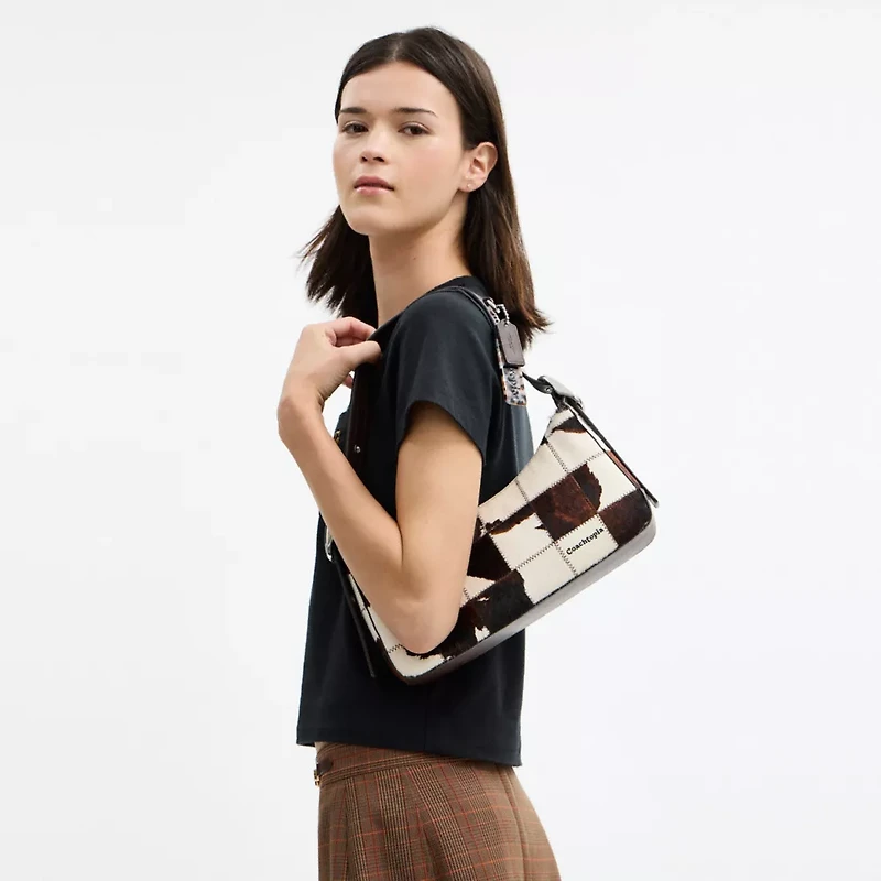 Shoulder Bag In Upcrafted Haircalf With Cow Print