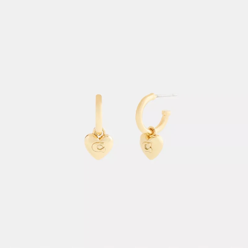Signature Heart Charm Hoop Earrings