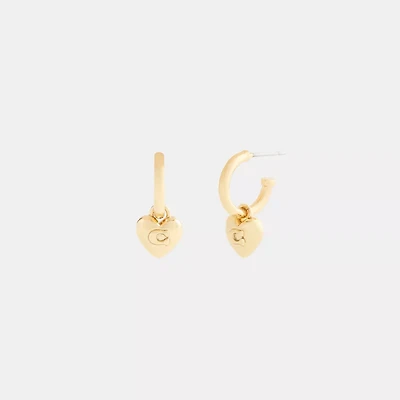 Signature Heart Charm Hoop Earrings