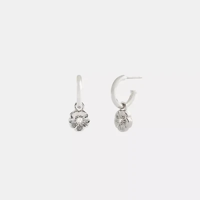 Tea Rose Charm Hoop Earrings