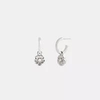Tea Rose Charm Hoop Earrings