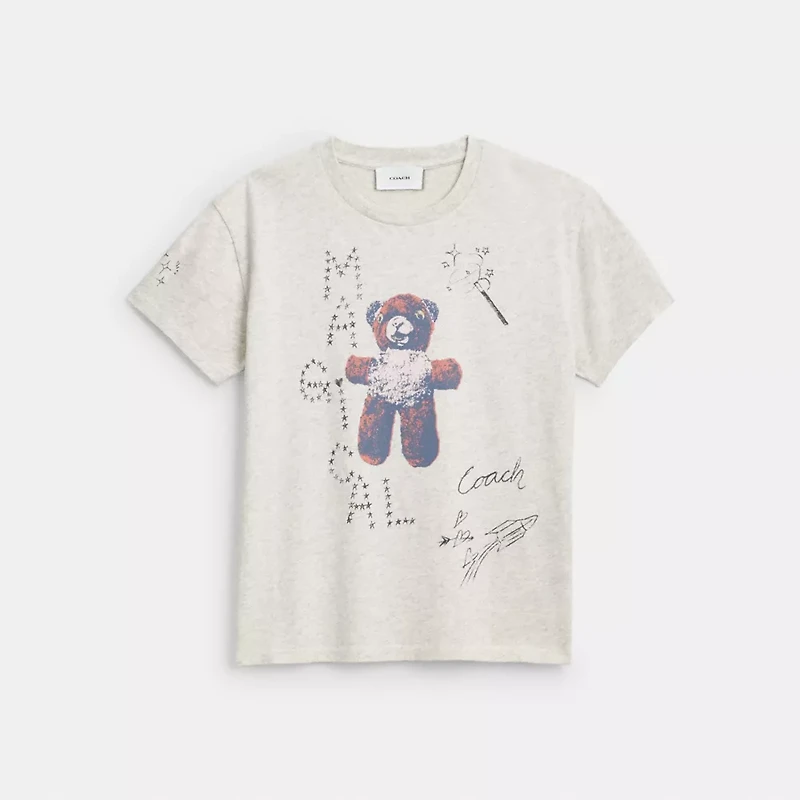 Bear Graphic Shrunken T Shirt Organic Cotton
