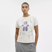 Bear Graphic Shrunken T Shirt Organic Cotton