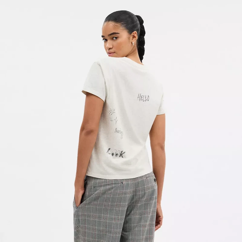 Bear Graphic Shrunken T Shirt Organic Cotton