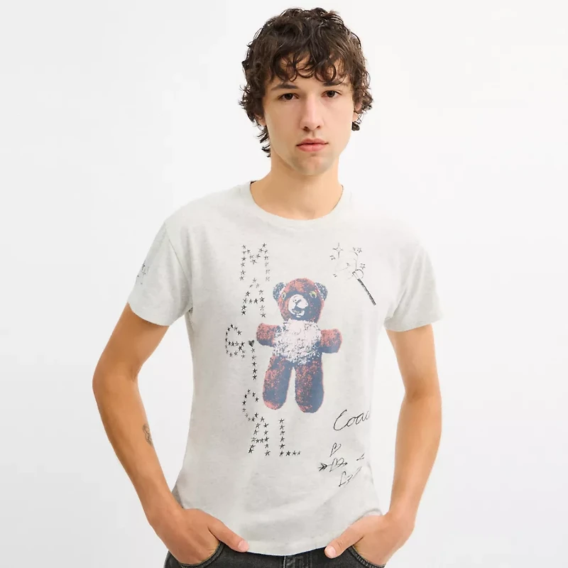 Bear Graphic Shrunken T Shirt Organic Cotton