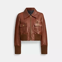 Shrunken Leather Aviator Jacket