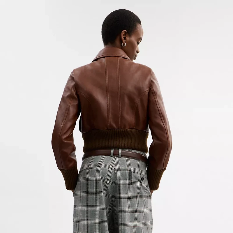 Shrunken Leather Aviator Jacket