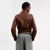 Shrunken Leather Aviator Jacket