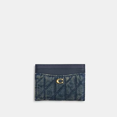Essential Card Case In Regenerative Cotton Denim With Quilting