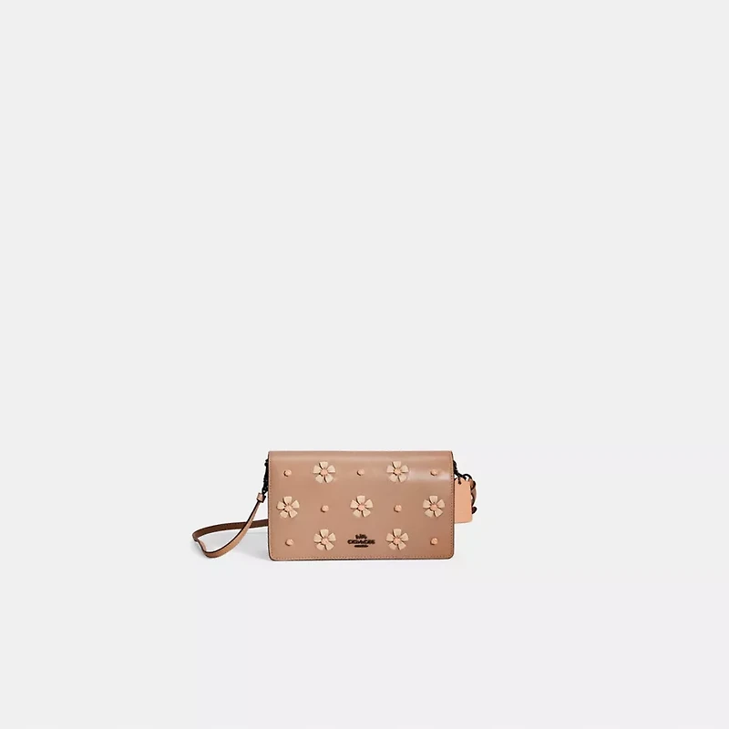 Restored Hayden Foldover Crossbody Clutch With Tea Rose Knot