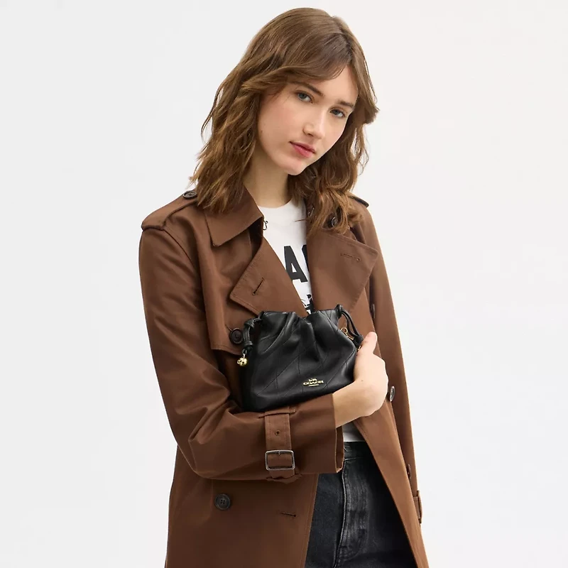 Faye Mini Drawstring Bag With Quilting