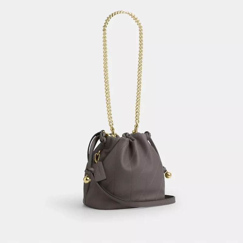 Faye Mini Drawstring Bag With Quilting