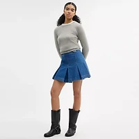 Denim Pleated Skirt