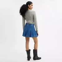 Denim Pleated Skirt