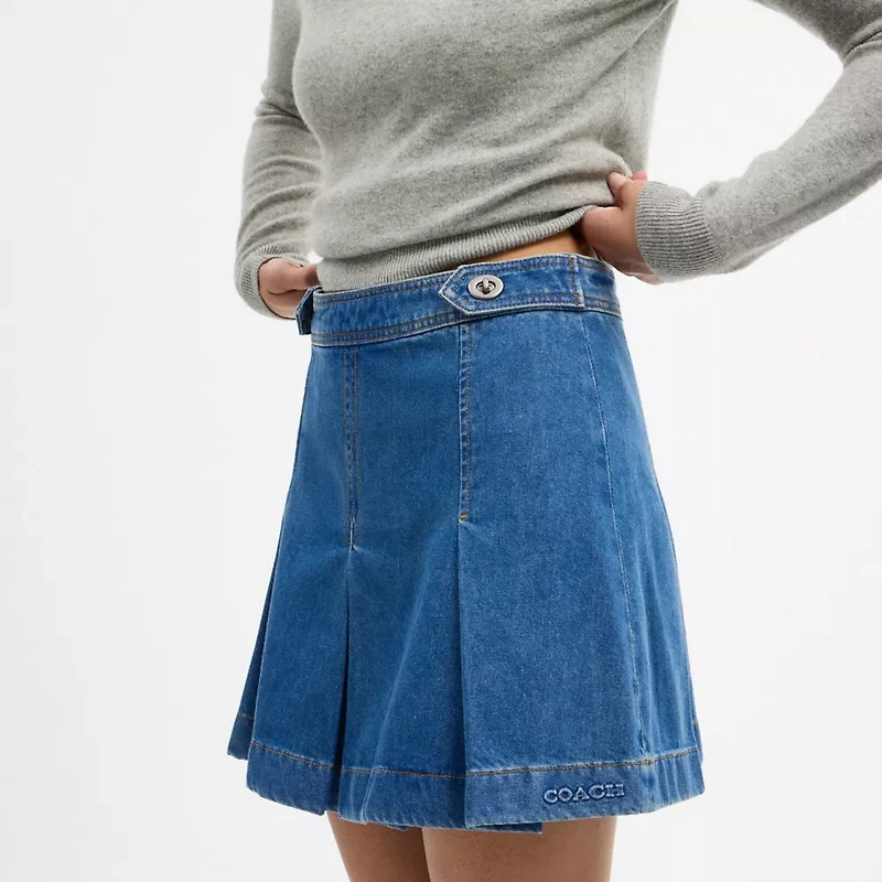 Denim Pleated Skirt