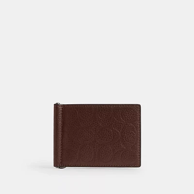 Slim Money Clip Billfold Wallet In Signature Leather