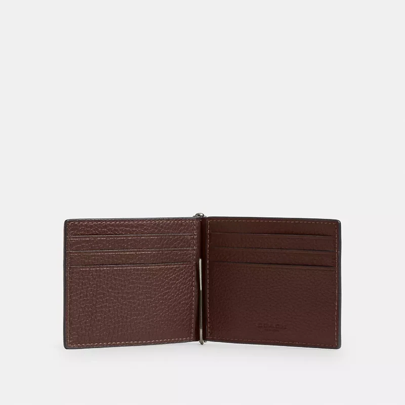Slim Money Clip Billfold Wallet In Signature Leather