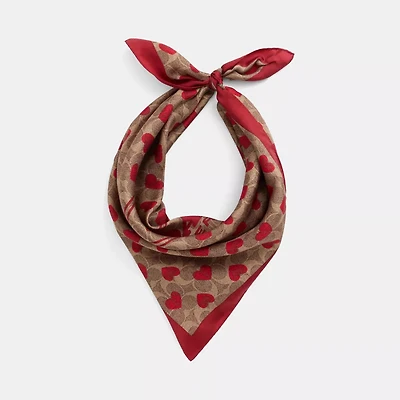 Restored Multi Hearts Print Silk Bandana