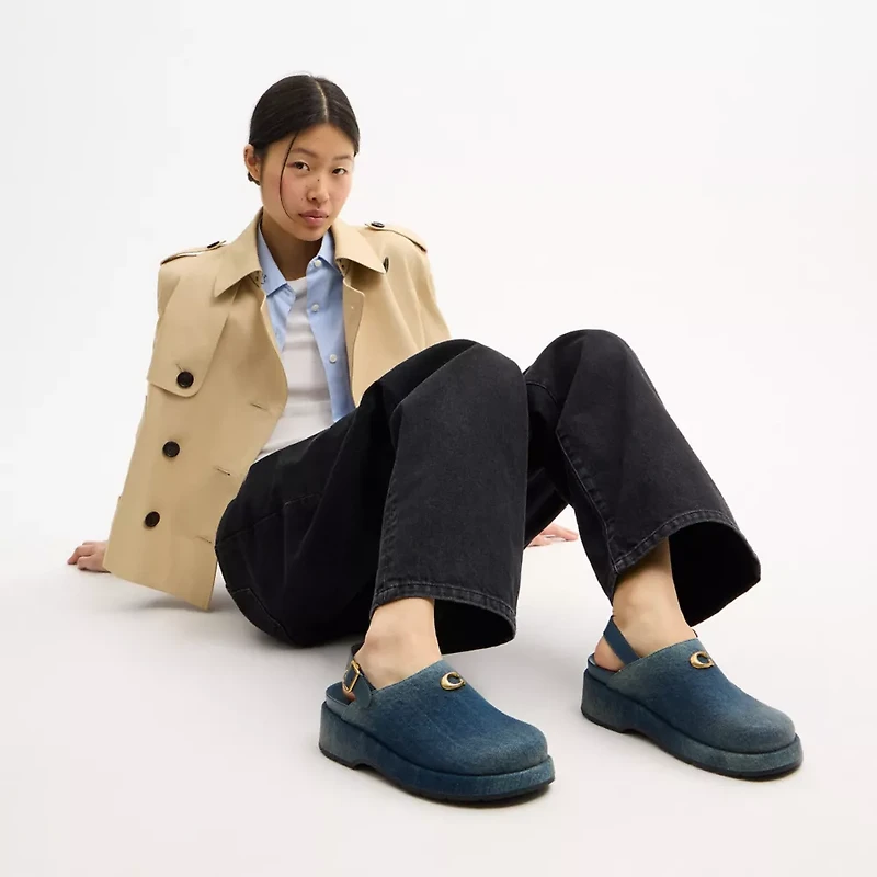 Sculpted C Platform Clog Loved Denim