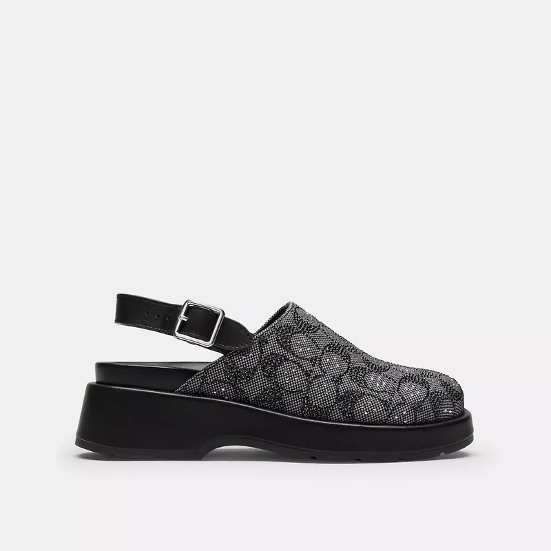 Sculpted C Platform Clog Crystal Signature Jacquard